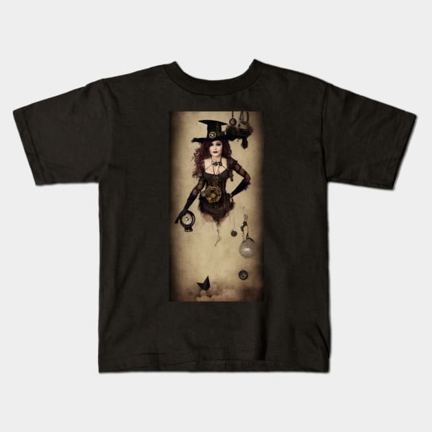 Steampunk Witch Kids T-Shirt by Enchanted Arts